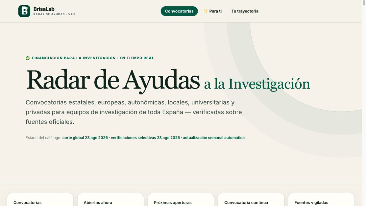 Captura del radar de ayudas BrisaLab
